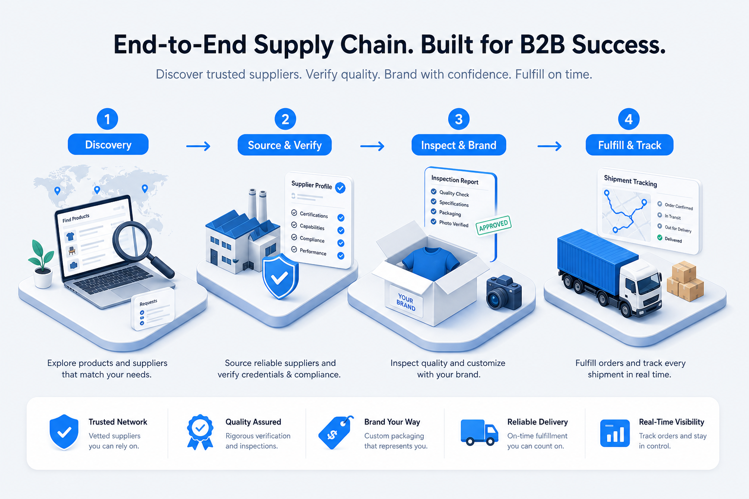 Tendlyn workflow from sourcing through fulfillment