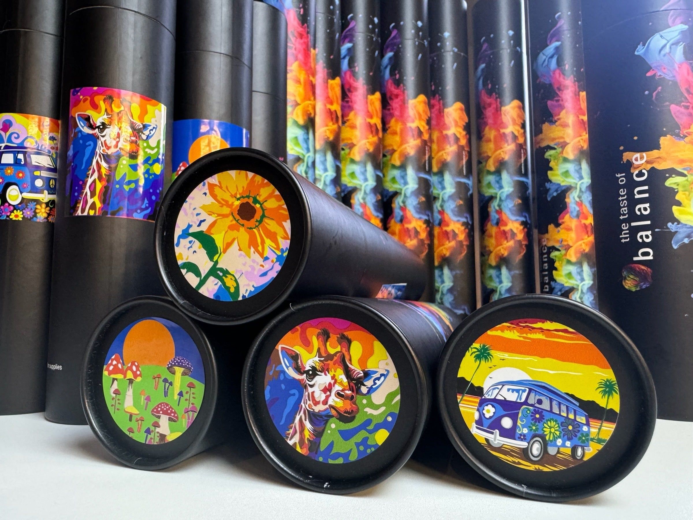 The Taste of Balance Cardboard Tubes Art Kit Packaging