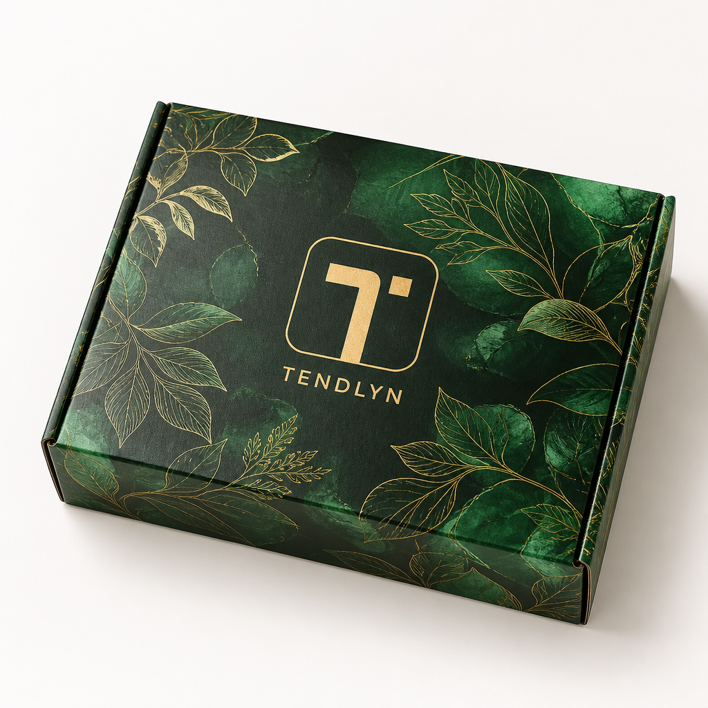 Emerald and gold printed Tendlyn mailer