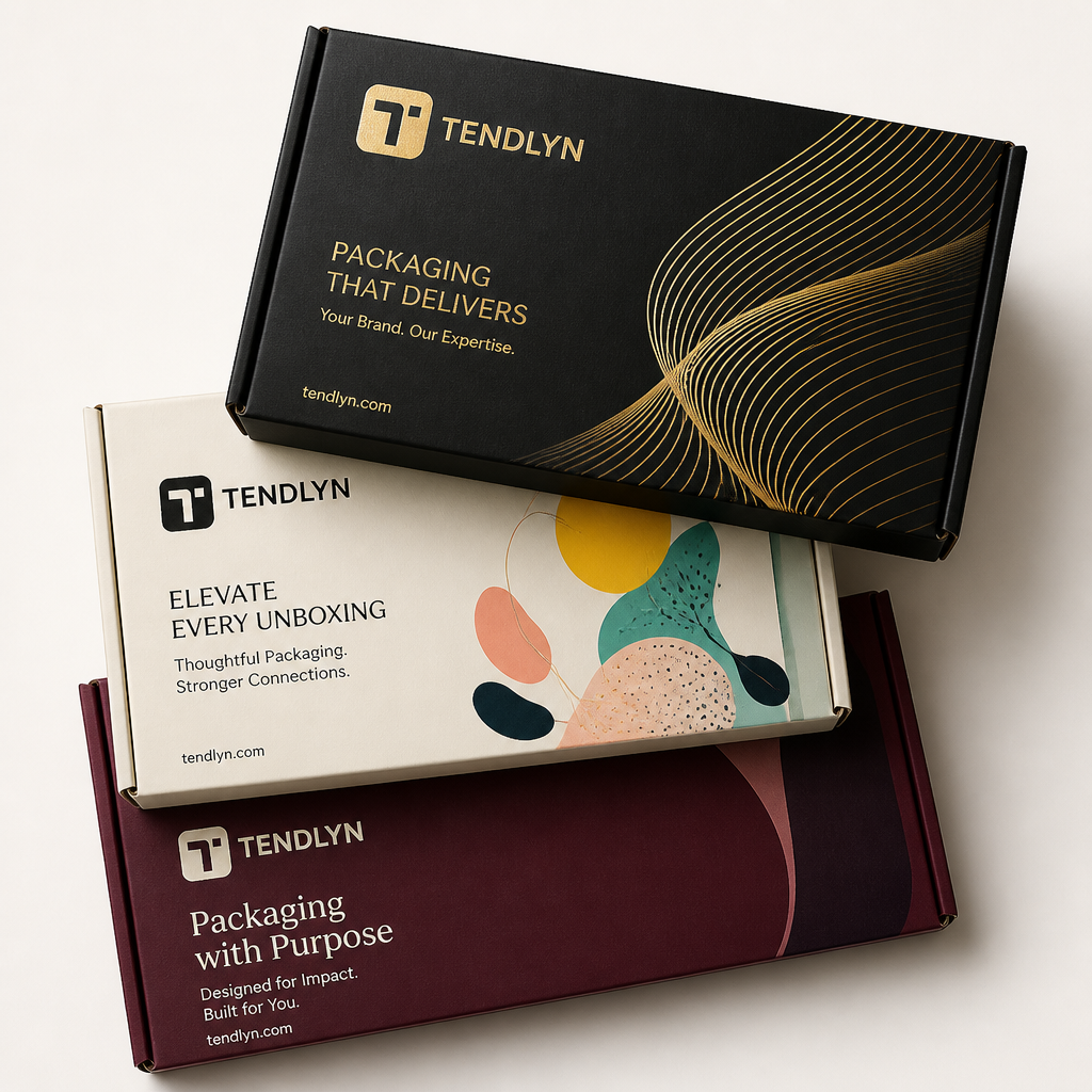Stack of luxury printed Tendlyn mailers