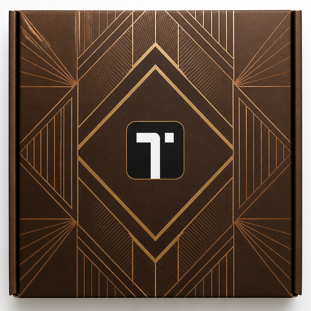 Art-deco printed Tendlyn mailer lid
