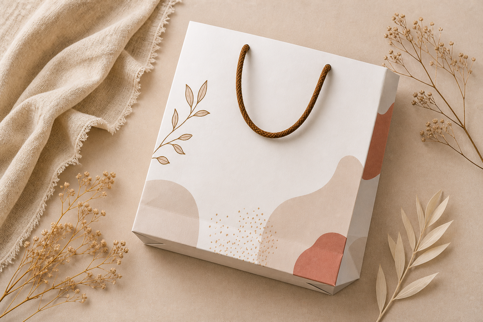 Premium tote bag with matte laminate and gold foil accent logo panel
